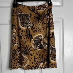 Vintage Wild Safari Tan A-Line Skirt